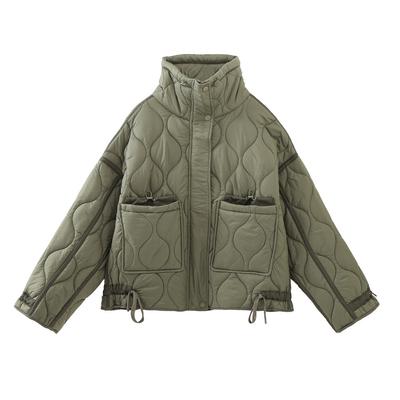 Autumn New Faionable Cotton Jaet Women's Outerwear Versatile Street Sle Long Sve High Collar Coat