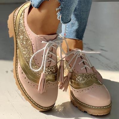Autumn New Large Size Color Matching Casual Flat-soled Single Shoes European and American Retro Women's Shoes