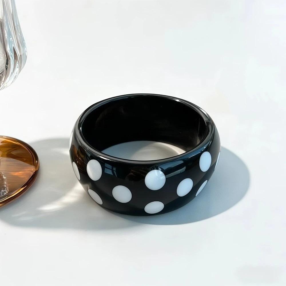 Hip Hop Resin Polka Dot Bangles Round Wide Candy Color Bracelets Fashion Jewelry Unisex