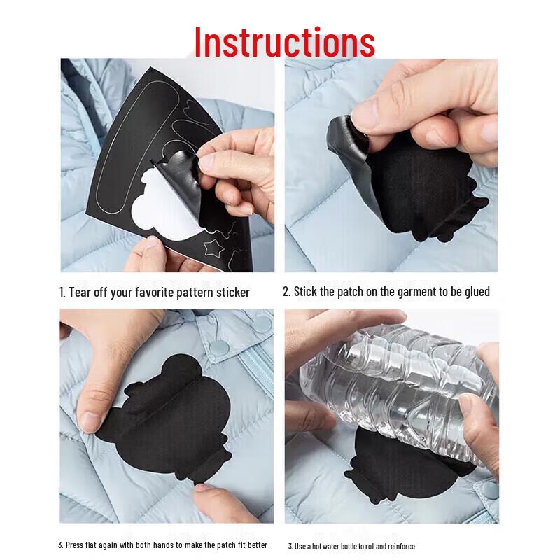 Självhäftande tyglappar för reparation utan sömnad