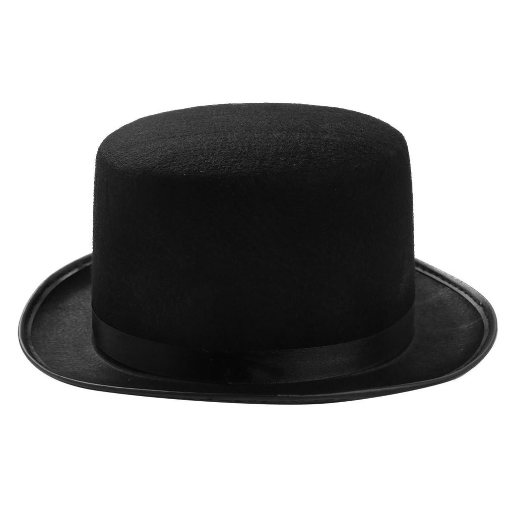 Unisex Black Felt Top Hat for Children and Adults Dress Up Accessory for Magician or Ringmaster Theme Party