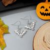 Halloween Fashion Sliver Color Hollowed-out Vampire Bat Pumpkin Skull Spider Web Ghost Dangle Earrings for Women Scary Jewelry
