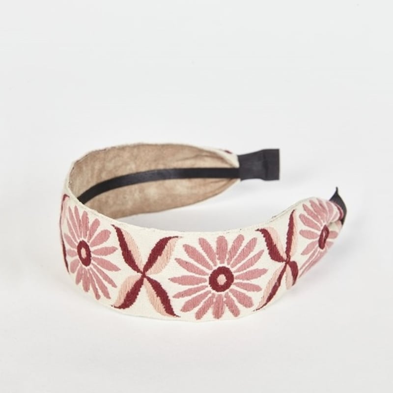 LALA Sunflower Embroidered Hairband P-Coral