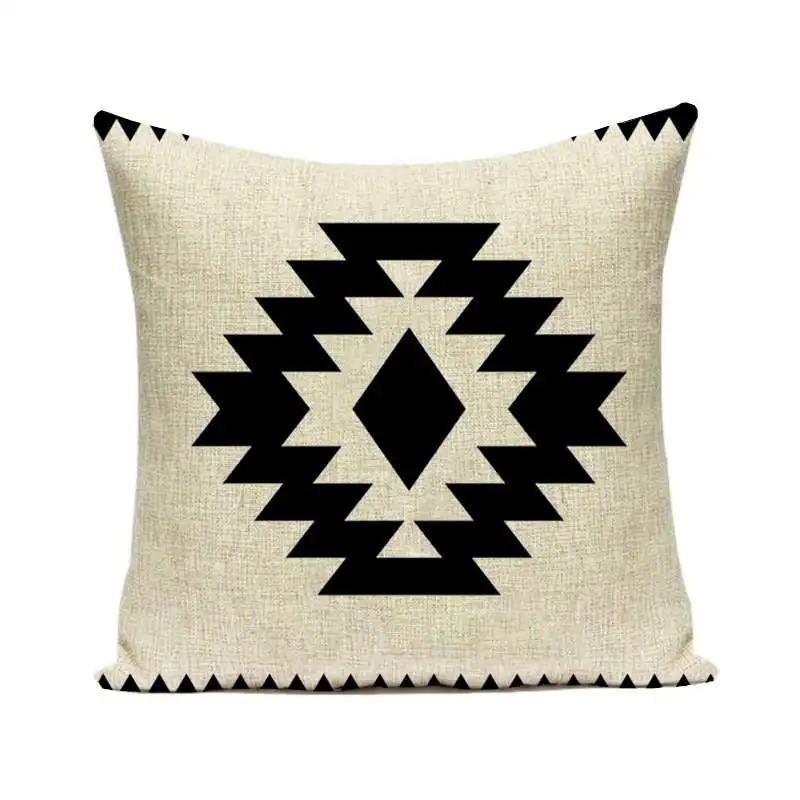 Boho Geometric Cushion Cover Aztec Tribal Pattern Cotton Throw Pillowcase For Living Room Sofa Couch Home Decor 40X40Cm 1 Pc