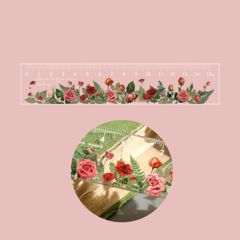 Bitki Şeffaf Cetvel - Akrilik Cetvel 5.91 inç Santimetreli Okul Cetveli