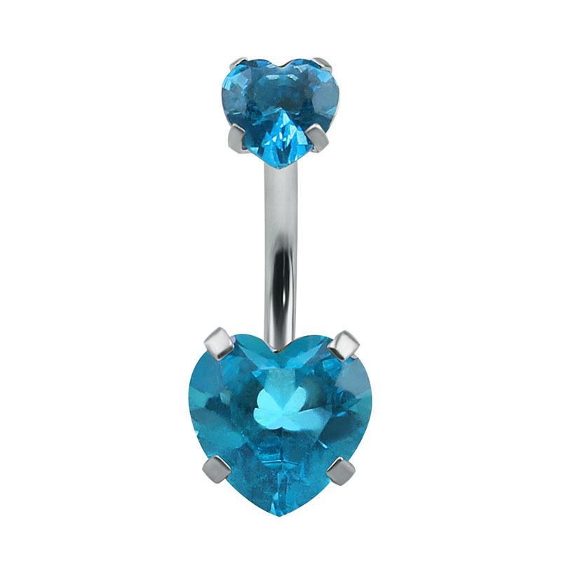 Heart-Shaped Zircon Titanium Steel Navel Rings - Customizable European & American Design (2022)