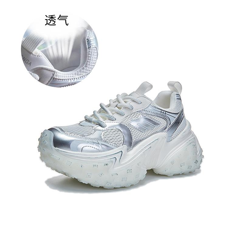 

Absorbent sole dad shoes women s 2025 summer new heightening platform shoes breathable sports shoes women s shoes versatile shoes children 35 серебряный
