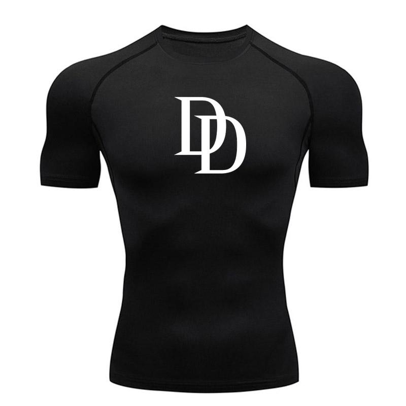 Tight Fitting Shirt for Men Summer Cool Dry T-shirt Fitness Gym Fashion Quick-Drying Sweat Absorbent High Elasticity High Elasticity Sports Top S