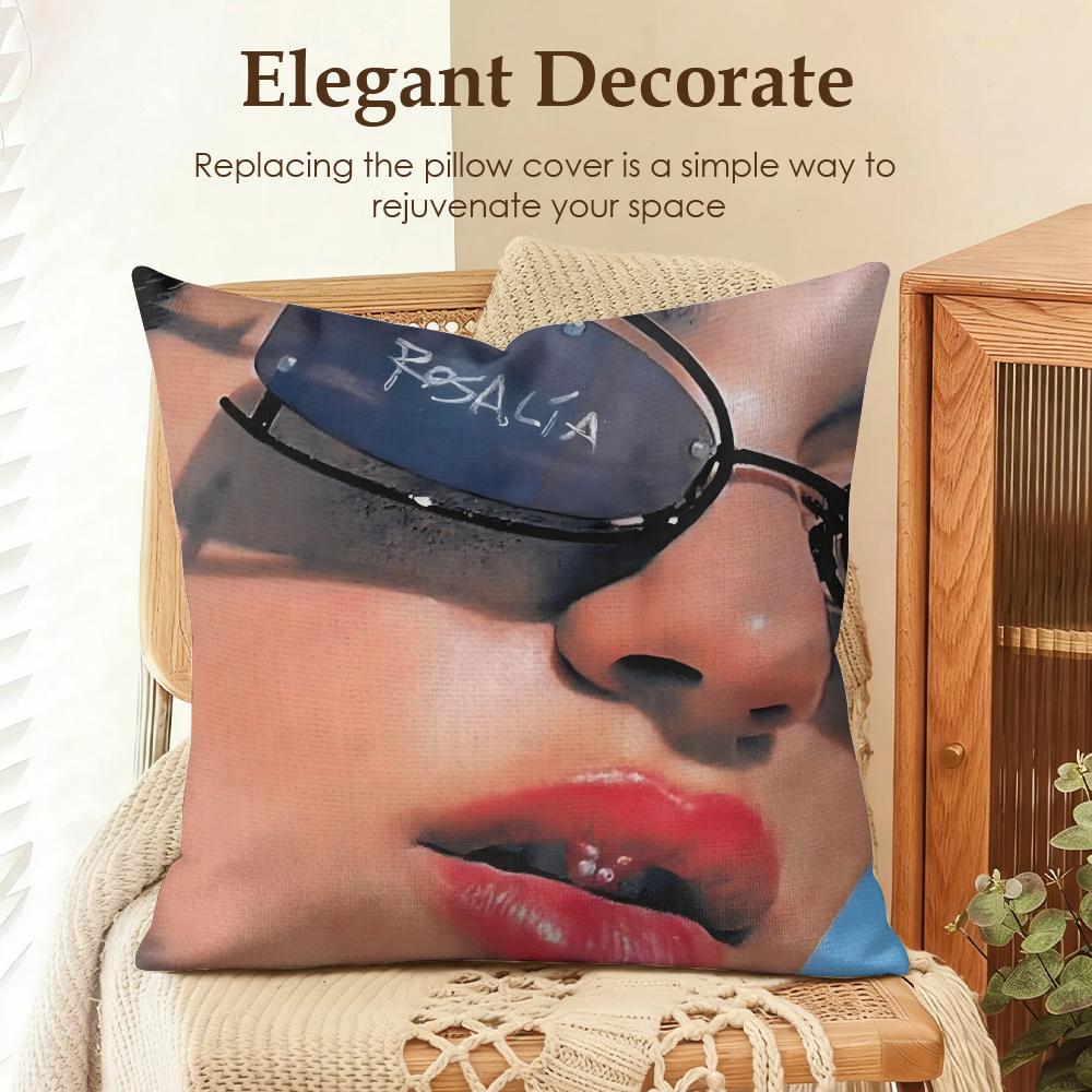 Popular Singer RRosalia Cushion Cover Natural Linen Organic Fabric DoubleSided Printing Sofa Home Decor Gift Pillow Case