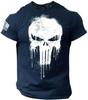Military Patriotic Skull 3D Printed Men's T-shirt, Large Autumn T-shirt, Short Sleeved Sportswear