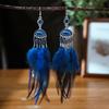 Super Long Exaggerated Irregular Feather Earrings for Women Fashion Boho Colorful Rhinestone Crystal Bead Dangle Earring Jewelry