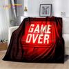 Kreslený Gamer Gamepad Game Over Měkká Plyšová Deka, Flanelová Deka Přehoz na Obývací Pokoj Ložnici Postele Pohovku Piknik