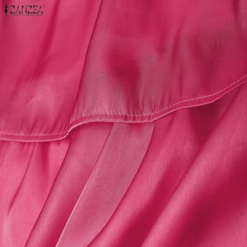 ZANZEA Rochie Casual Elegantă de Damă cu Patchwork din Dantelă, Decolteu Rotund, Fără Mâneci, cu Volane