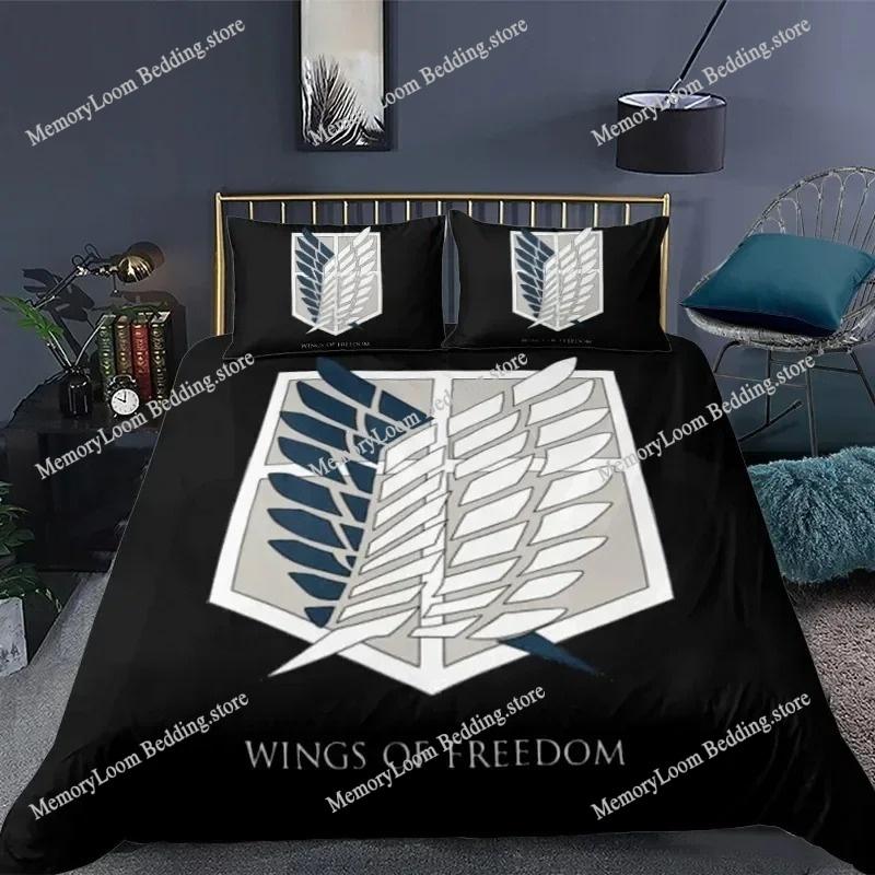Home Textile Cartoons A-Attack O-On T-Titans Cover Duvet Cover Pillow Case Boy Girl Polyester Bedding Set King Q-Queens Twin Size