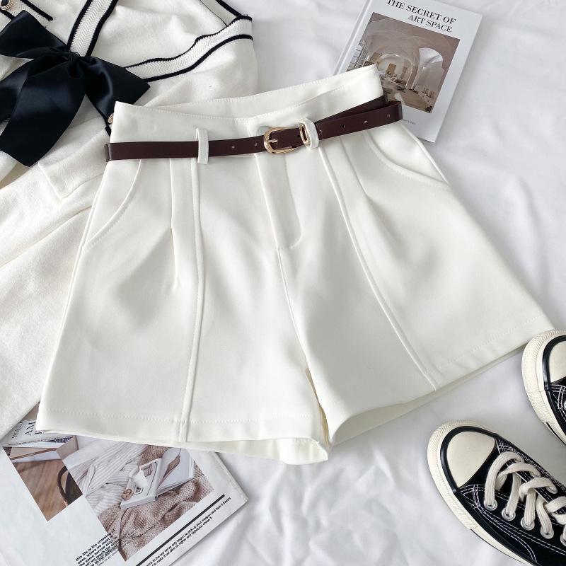 Women's High-Waisted White Wide-Leg Shorts - Versatile and Casual for Spring/Summer 2025