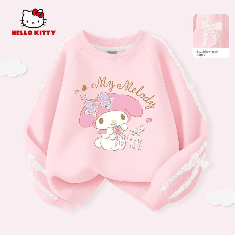 My Melody Clothes Girls Sweatshirt 2025 New Trendy Design Children s Clothing Autumn Tops Kids Wear Tie Ribbon Powder 160