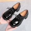 Veterschoenen, Leren Schoenen voor Lente en Herfst, Werkschoenen voor Dames, Dikke Hakken, Plateau Hoge Hakken