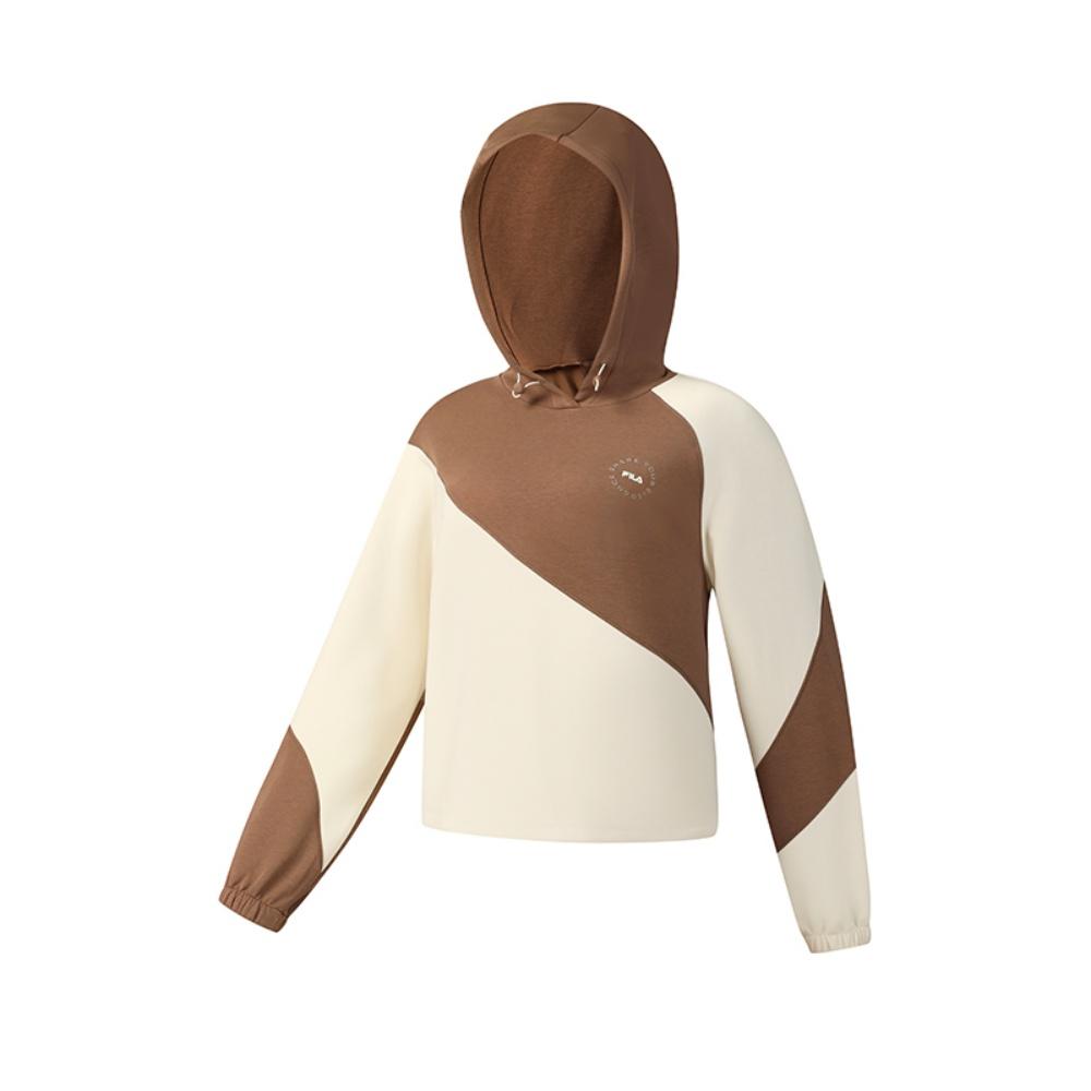 FILA Fitness Fashion Comfortable Casual Sports Color Block Loose Hoodie Women hoodies White A11W541212FIV