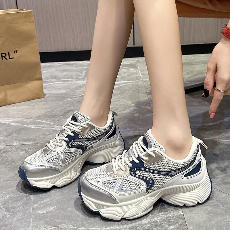 Platform dad shoes women 2025 new summer mesh casual running sports shoes versatile breathable shoes ins