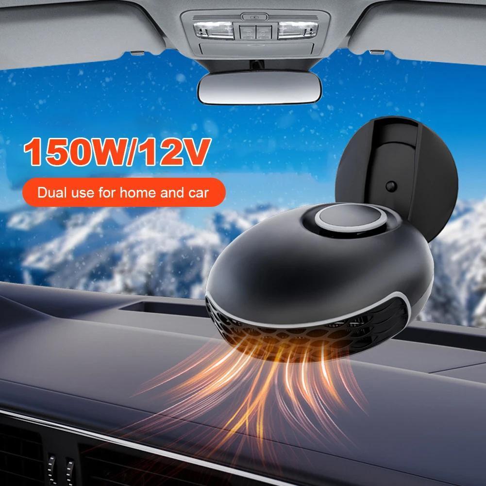 12V 150W Car Heater Cooler 360 Degree Rotatable Dual Use Fan Plugs Into Cigarette Lighter For Windshield Defrosting All Vehicles