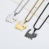 New Walking Cat Pendant Titanium Steel Simple Necklace Jewelry for Men and Women
