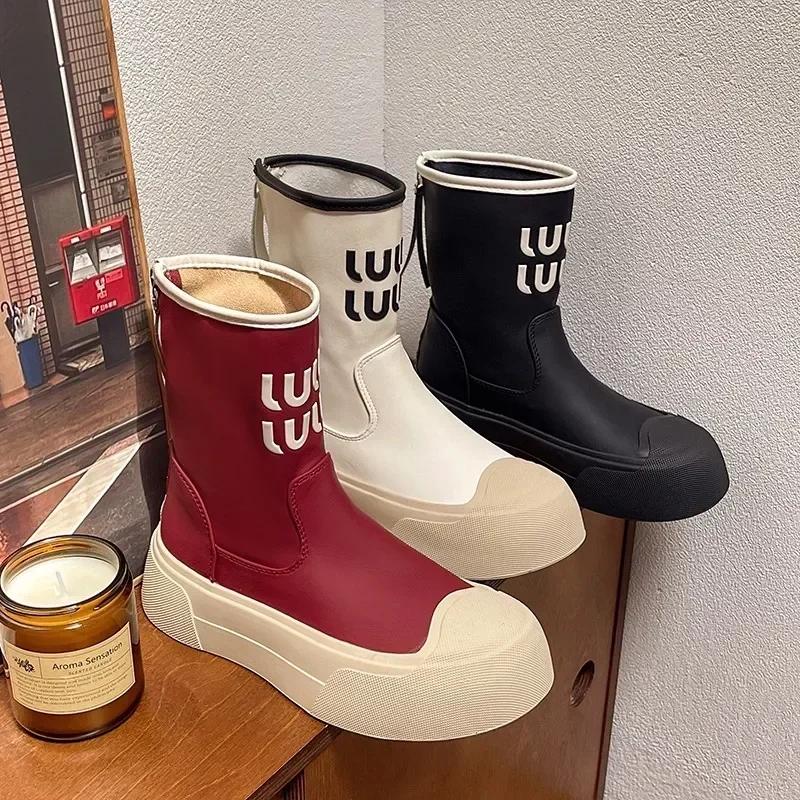 Chelsea Women's Rubber Boots Autumn Winter Shoes Luxury Designer Boots-Women Round Toe Rain High Heel 2024 Ladies Ankle
