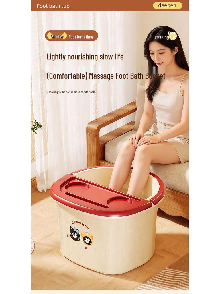 Portable Thickened Foot Bath Bucket with Handle - Calf-Length Foot Washing Tub