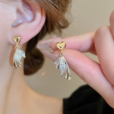 GemChic Dámské náušnice Trendy Nádherné Náušnice s motivem srdce a rybího ocasu Náušnice s puzetou Cool Jednoduché Osobnostní Náušnice Dárek k narozeninám Vánocům