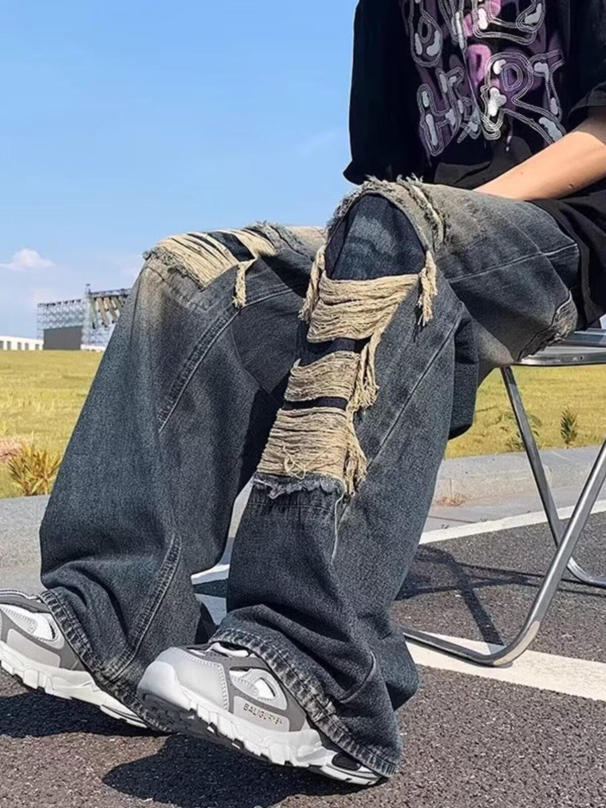 

Женские ретро джинсы клеш с рваными деталями - Американский уличный стиль, Модные осенние брюки 2XL синий