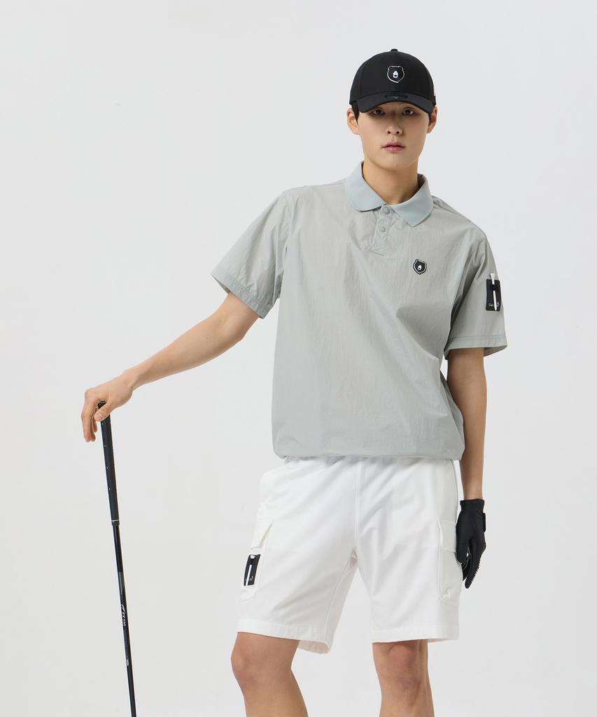 Goldeunbeeo Ribstop 1/2 Sleeves Collar Sweatshirt_G4Tam25171Gyx