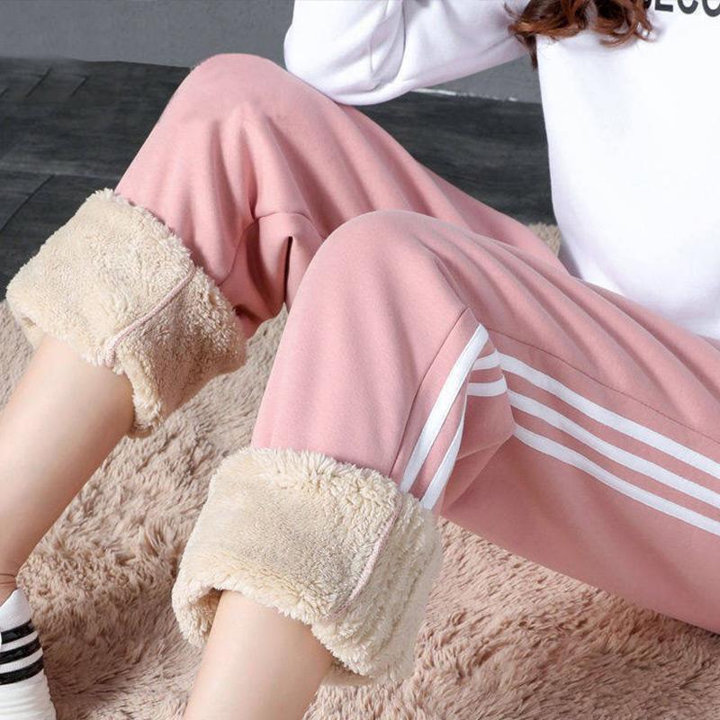 Velvet Sports Pants Women's Casual Wide Leg Pants Loose Oversized Warm and Thick Lambskin Lantern Pants Wearing Sweatpants Outside Autumn and Winter