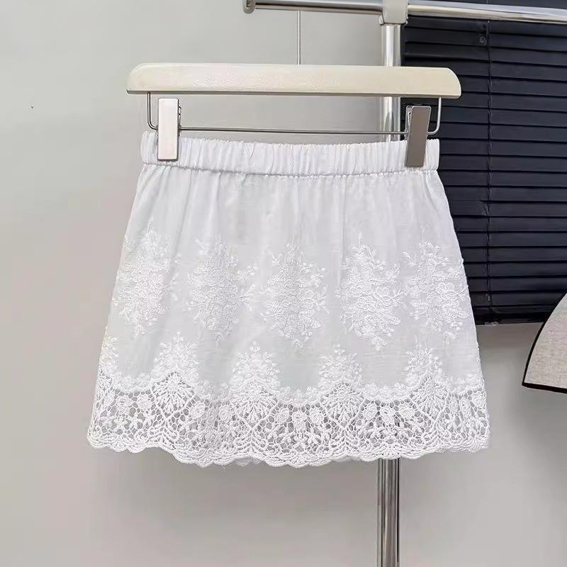French Layered Hip Cover Curtain Summer Base Skirt for Women High Waist Pure Lace Yoga Half-body Skirt