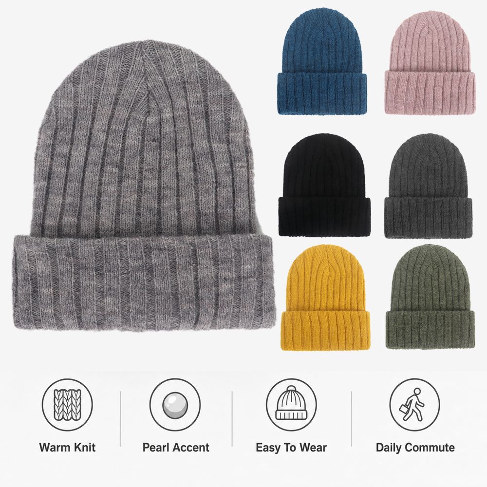 Solid Color Kids Knitted Beanie Hat Cat Ear Embroidered Bonnet Fashion Winter Cap For Children