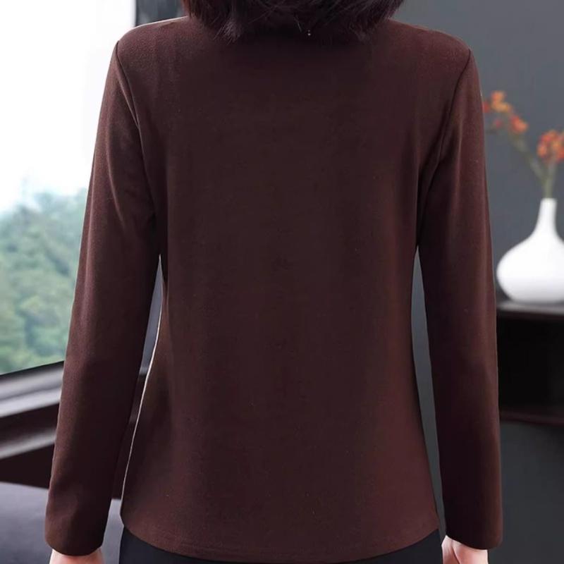 Velvet Base Shirt for Women's Clothing Half High Neck Warm Long Sleeved T-shirt Plus Size Clothes