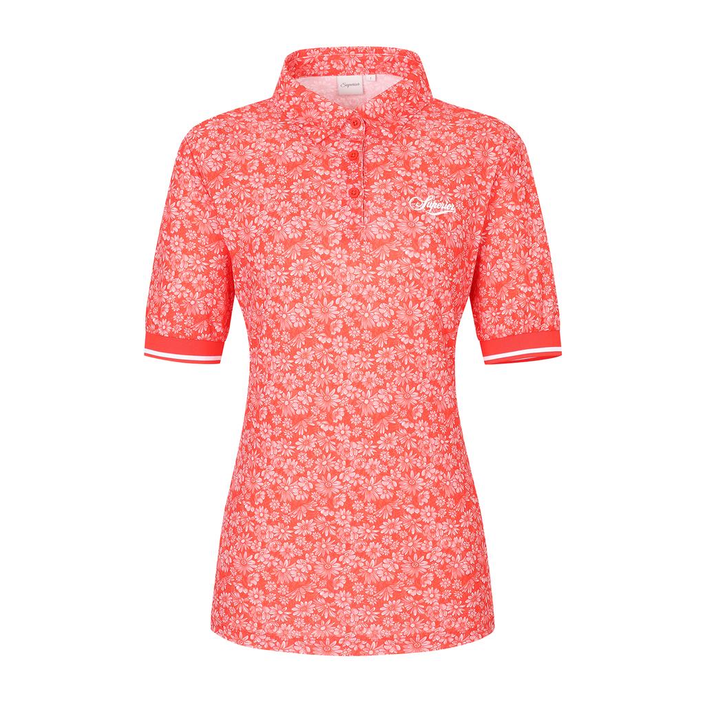 SUPERIOR Women'S Flower Print Short Sleeve T-Shirt Orange (Iw0Ftty20666)