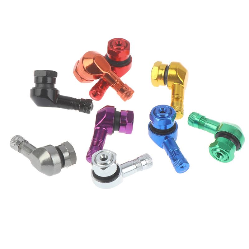 2Pcs Cnc Motorcycle 90 Degree Angle Wheel Tire Stem Tubeless Valve Aluminum