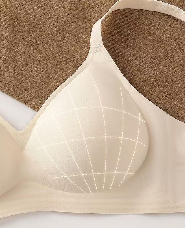 Seamless Push-Up Comic Bra for Small Chests, Side Support, Outward-Expanding, Fixed Cup