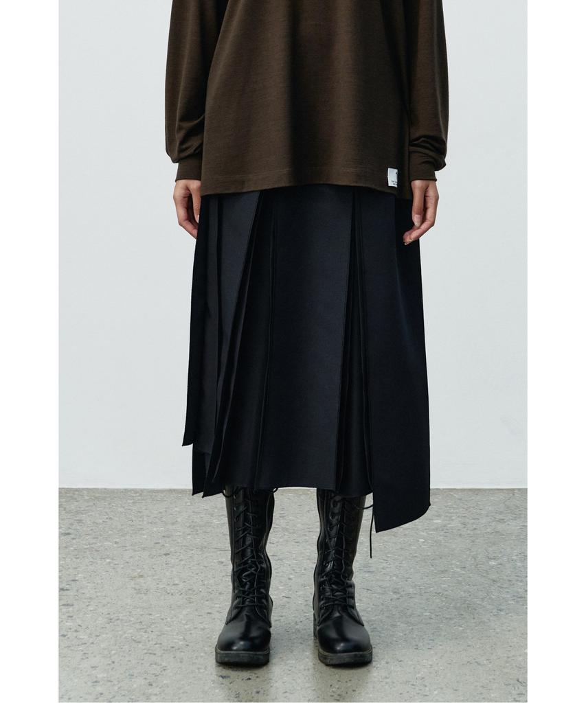 RECODE Unbalanced Pleats Skirt Rqkaa25593Bkx