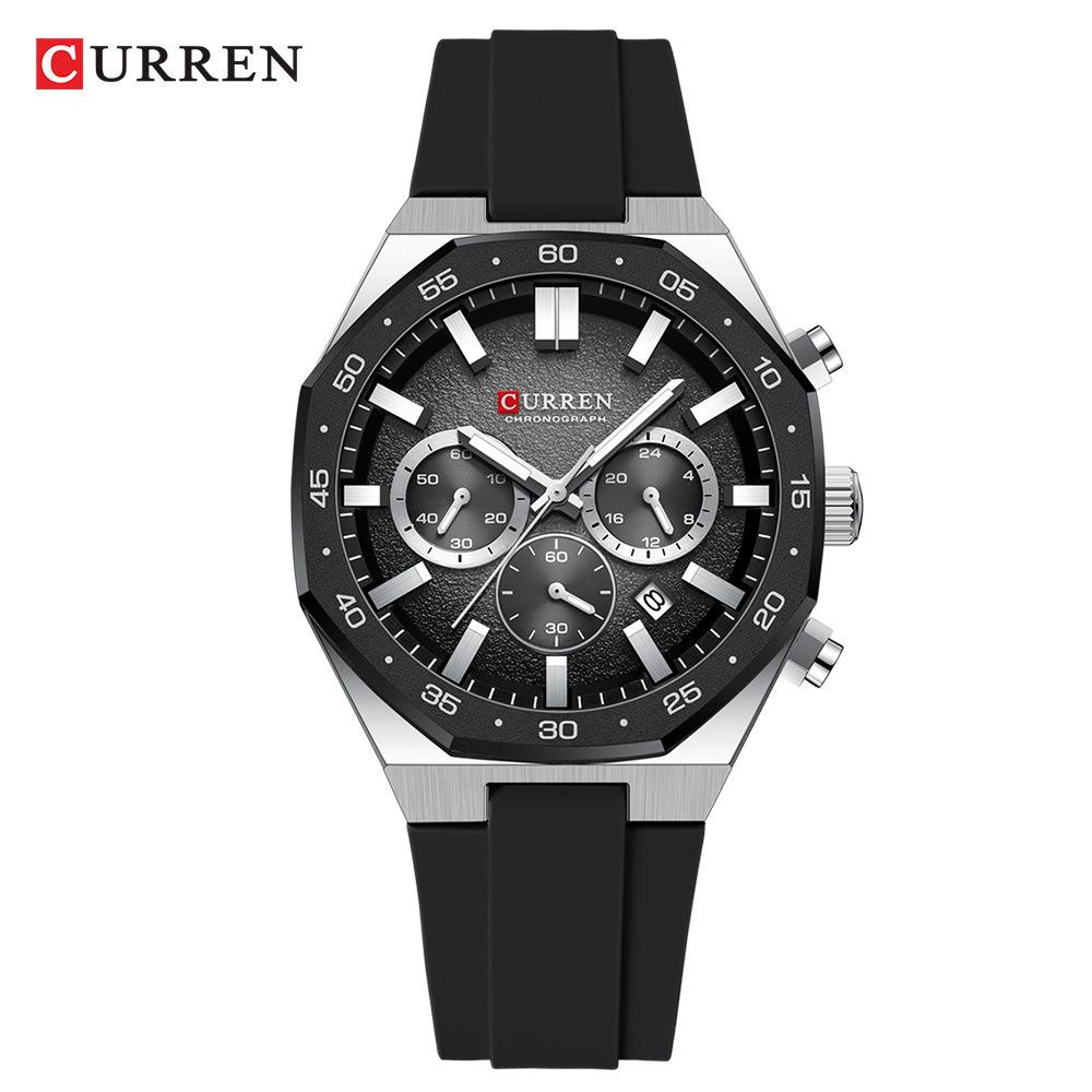 Curren 8489 Men s Six-Hand Quartz Sport Watch with Rubber Strap