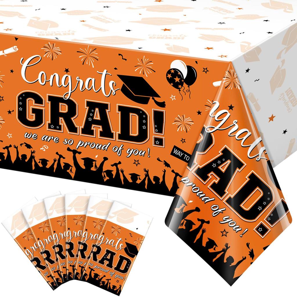 Waterproof Graduation Party Tablecloth with Digital Print Creative Design Detachable for Indoor Outdoor Use Durable Material