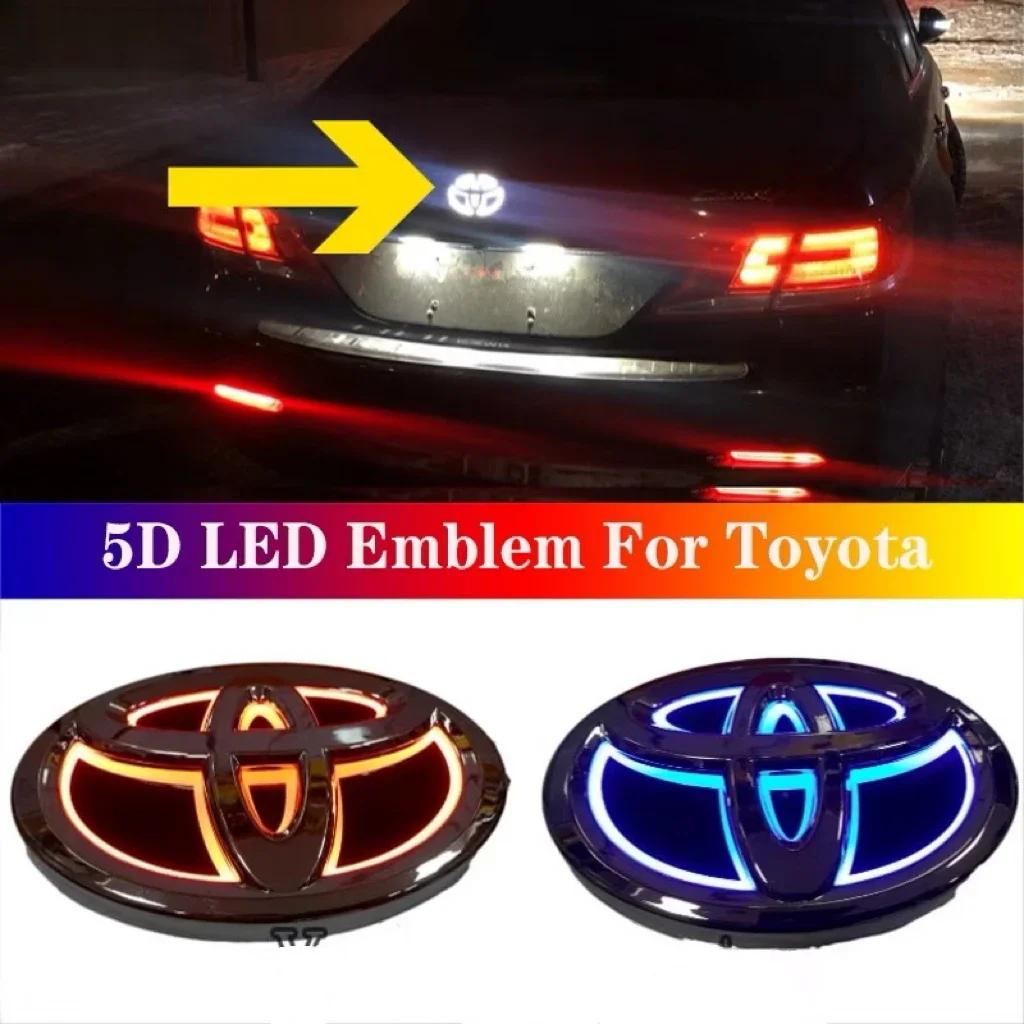 1PC for Toyota Corolla Reiz PRADO Yaris LANDCRUIS Camry Vios Highlander LVALON 5D Car Front Grille Trunk Logo LED Light Retrofit