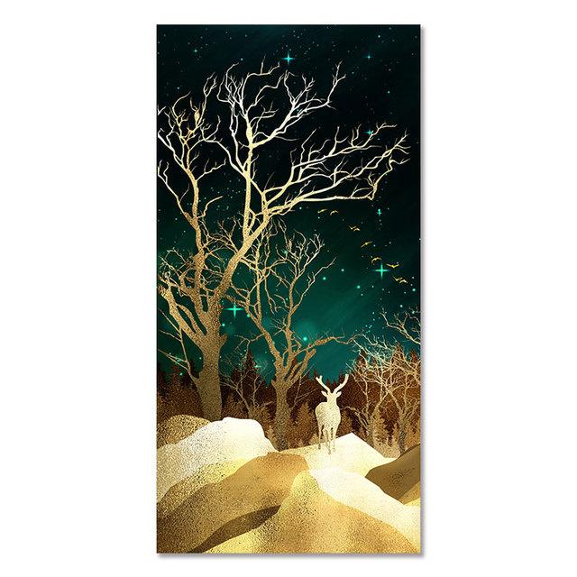 Abstract Decorative Paintings Gold Leaf Wall Art Canvas Interior Painting Modern Poster and Print for Living Room Home Decor