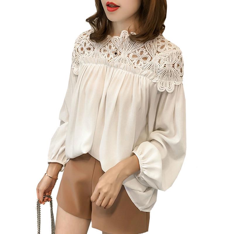 

SURE XIAO STORY 2019 Модная шифоновая блузка женская рубашка с длинным рукавом свободные женские топы больших размеров сексуальные XXXL