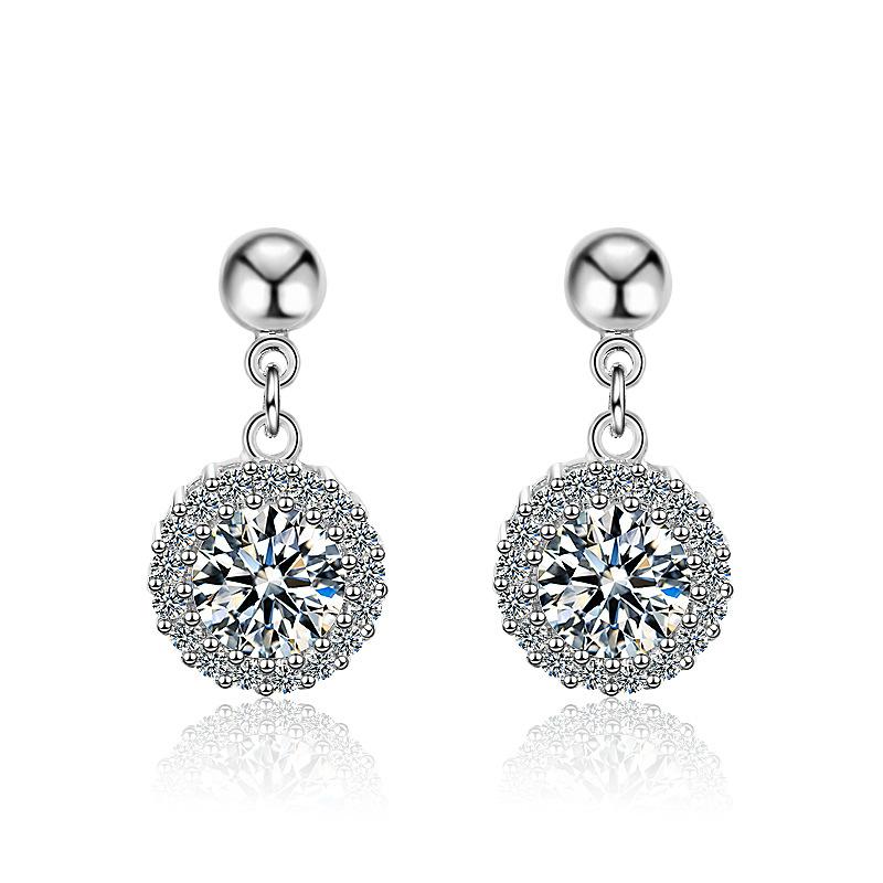 Diamond Round Earrings 1 Pairs Shiny Zircon Stud Earrings for Women Vintage Wedding Jewelry Classy and Elegant Trendy Girl Gift