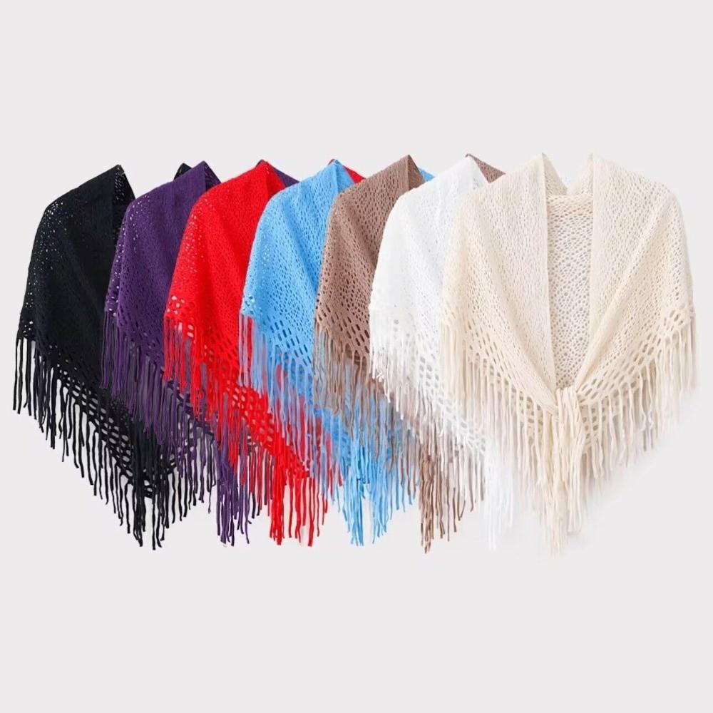 Versatile Knitted Shawls Solid Color Hollow Scarves Trendy Women Shawls  for Women