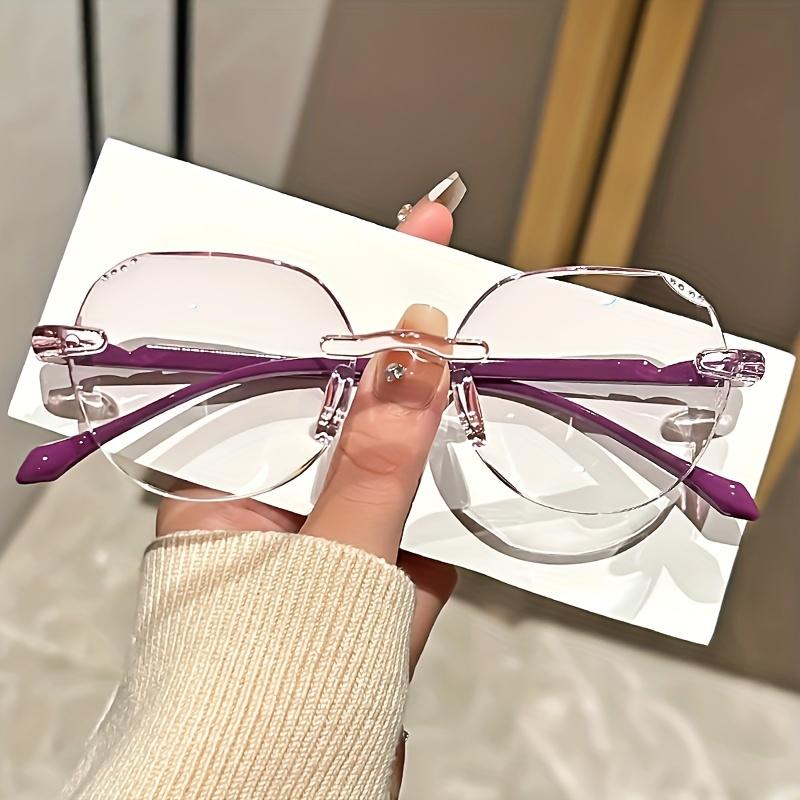 Luxury Rimless Reading Glasses for Women - Diamond Cutting Style, Presbyopic Lens, Square Frame, Lightweight & Stylish Design