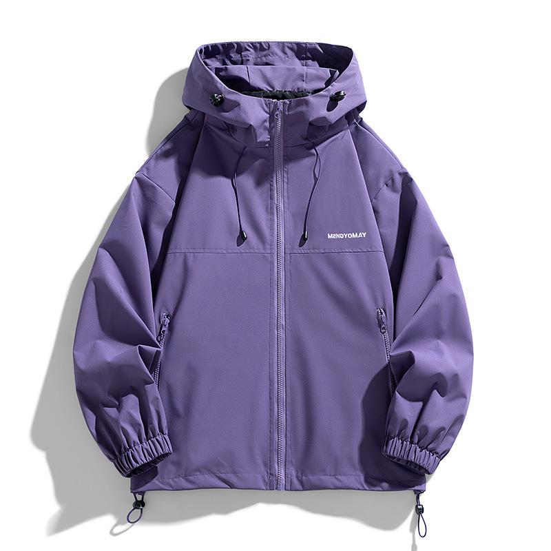 

Куртка мужская колор-блок 2025 осень и зима новая мужская молодежная ветрозащитная модная повседневная топ-куртка тренд 3XL фиолетовый