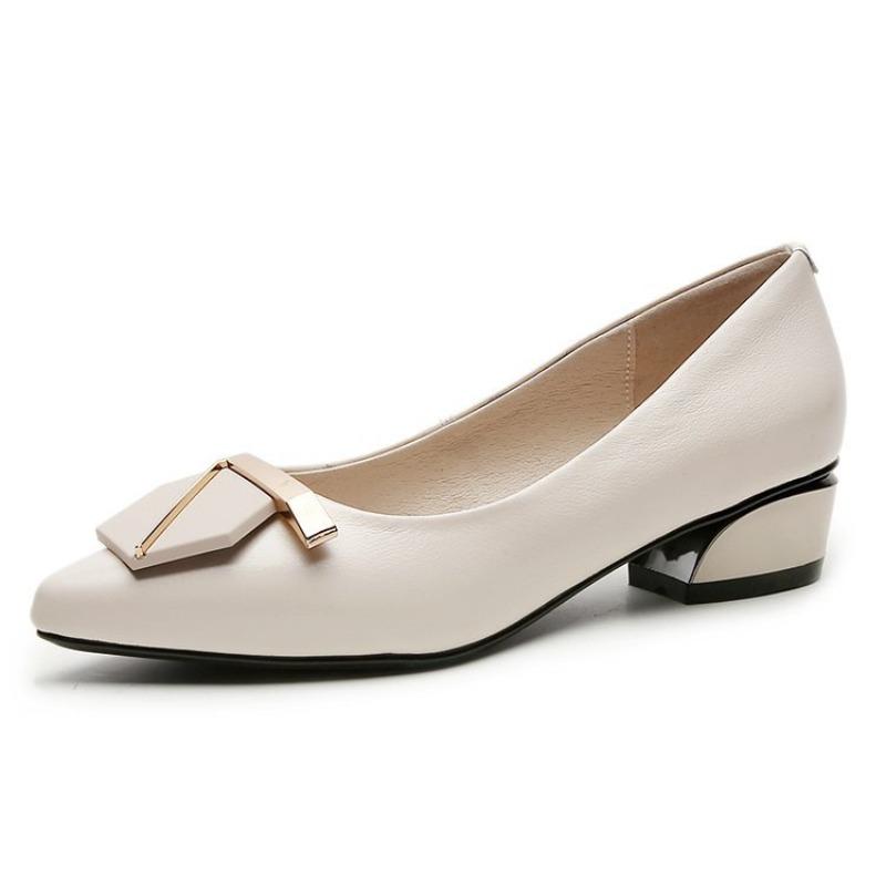 

Остроносые туфли-лодочки женские на толстом каблуке, туфли на плоской подошве, новые осенние, универсальные, с темпераментом, для работы, из мягкой кожи, женские туфли 41