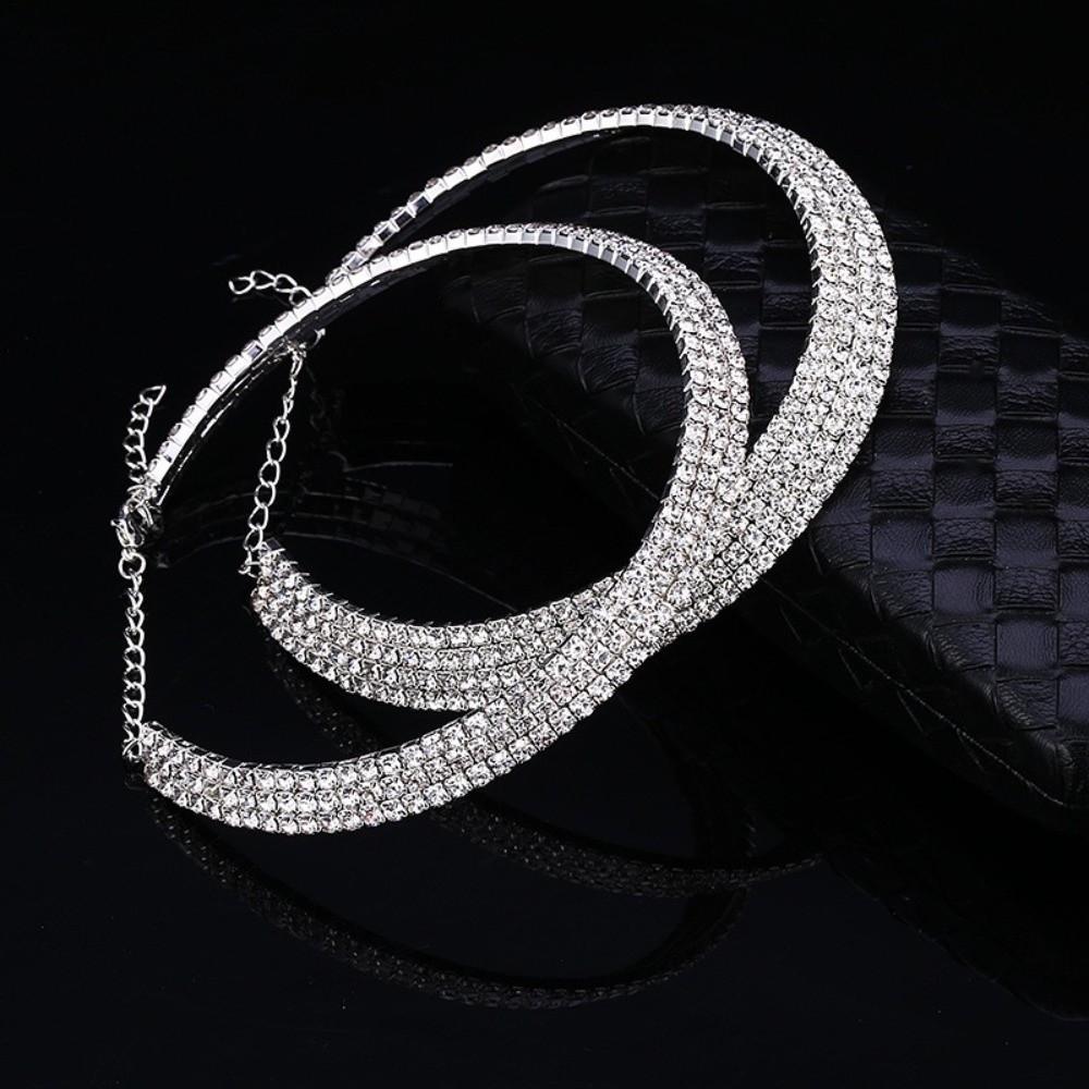 3-5 Row Crystal Jewelry Romantic Wedding Accessories Rhinestone Jewelry Set  Wedding Party