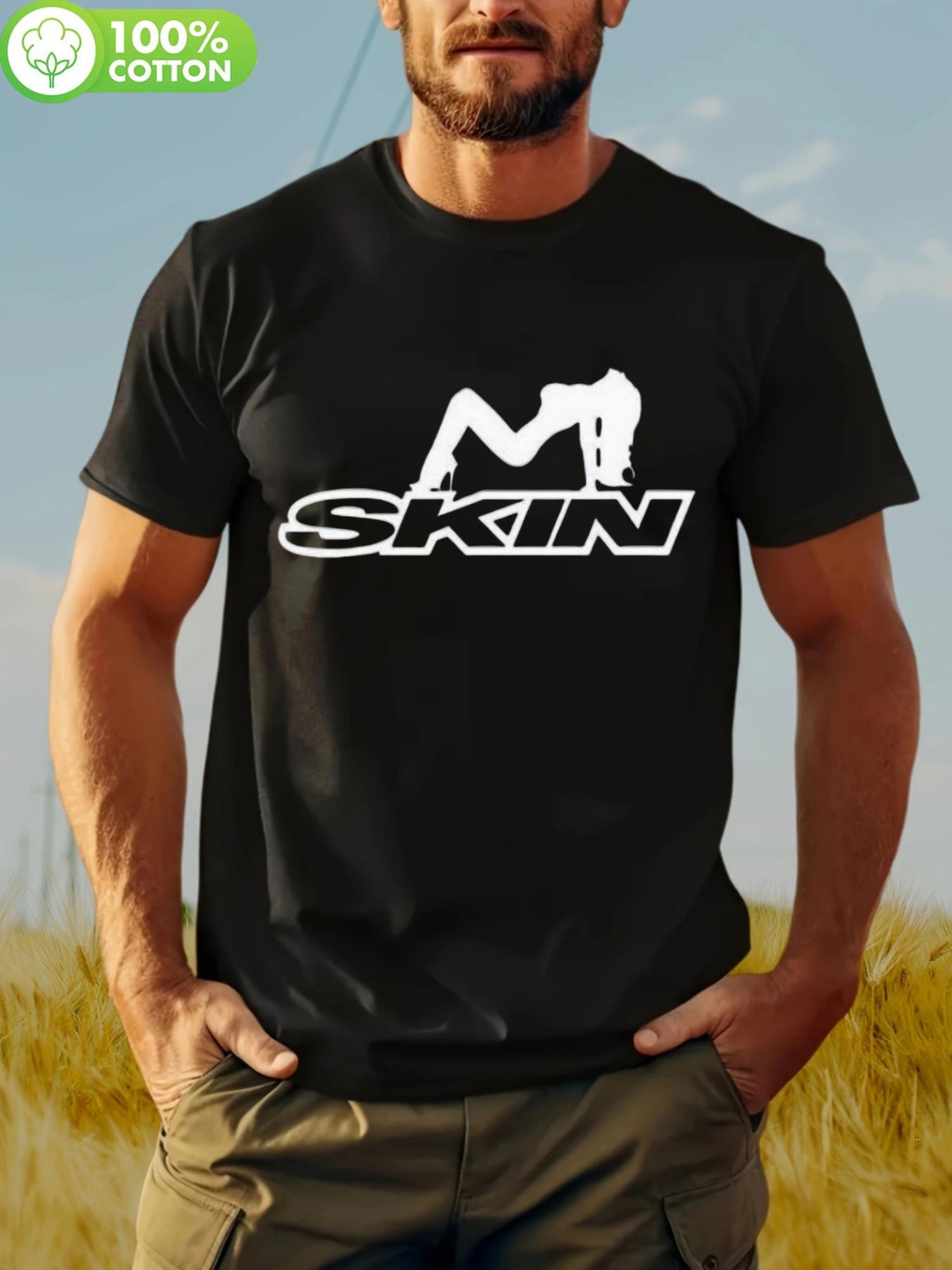 100% Cotton Casual T-shirt with Bold SKIN Graphic Print - Soft S